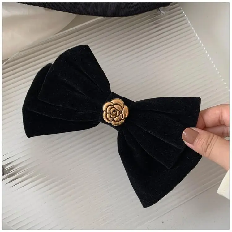 Black Bow Hairpin for Women 17cm Spring Clip - Image 18