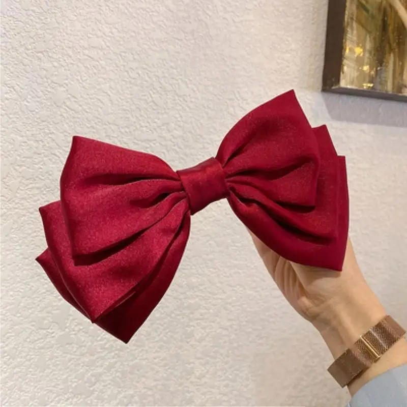 Black Bow Hairpin for Women 17cm Spring Clip - Image 3