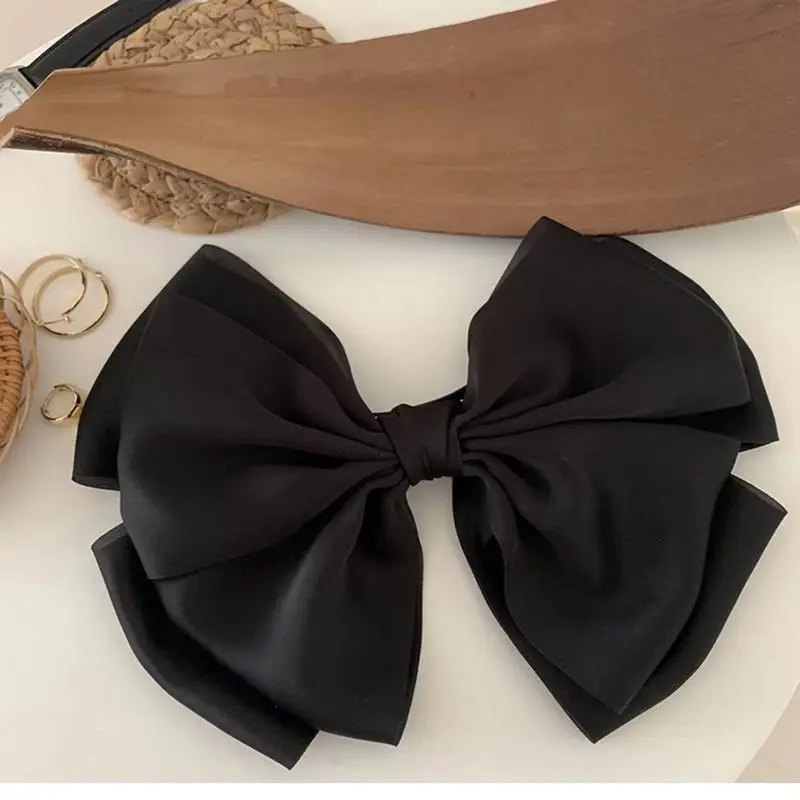 Black Bow Hairpin for Women 17cm Spring Clip - Image 7