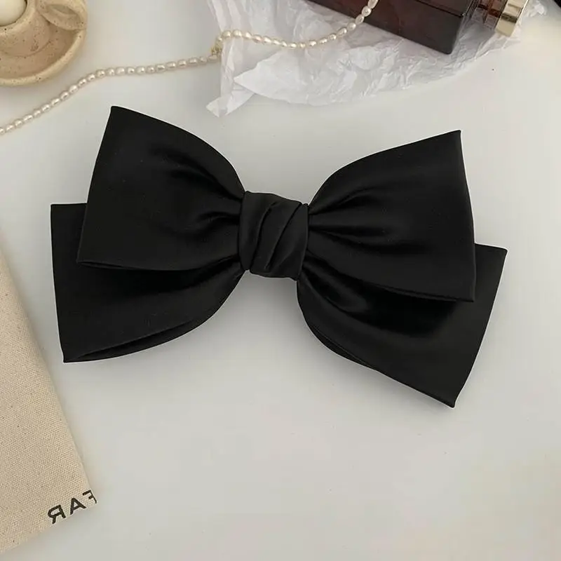 Black Bow Hairpin for Women 17cm Spring Clip - Image 8