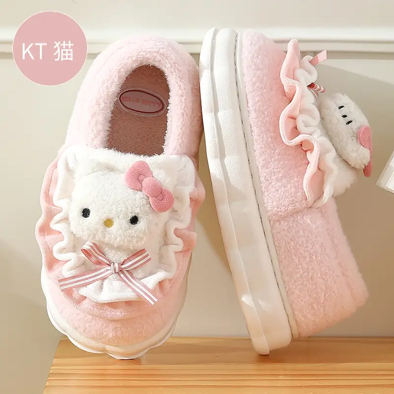 Sanrio Cotton Slippers for Women Winter Indoor Home Cotton Shoes Winter Genuine Cartoon Cute Root-Wrapped Cotton Slippers for Women Wholesale - Image 2