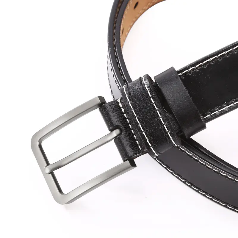 Men's Brown Leather Belt with Silver Buckle - Image 6