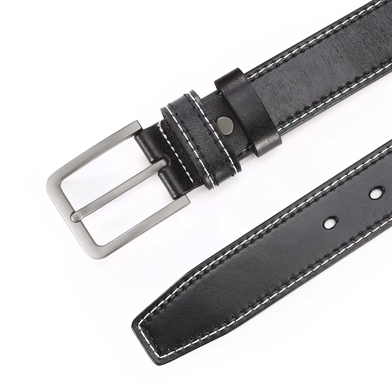 Men's Brown Leather Belt with Silver Buckle - Image 8