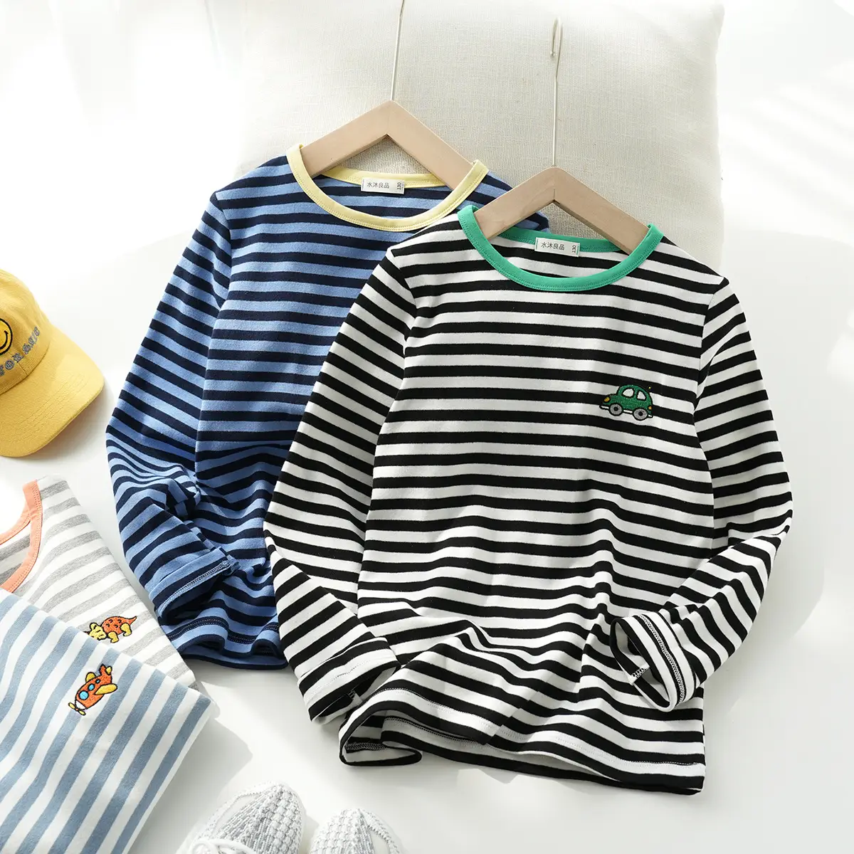 Children Cotton Striped Long Sleeve T-Shirt Blue White - Image 5