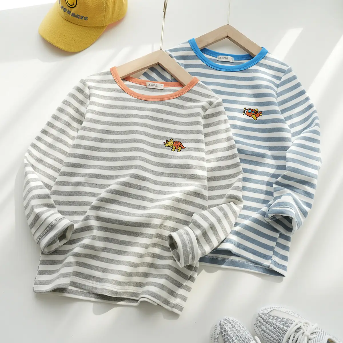Children Cotton Striped Long Sleeve T-Shirt Blue White - Image 6