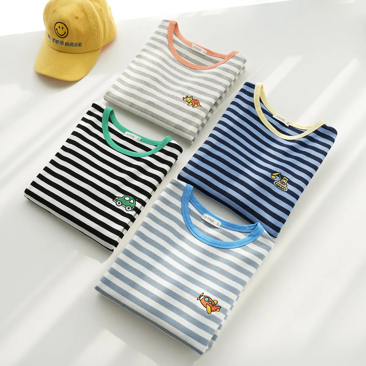 Children Cotton Striped Long Sleeve T-Shirt Blue White - Image 8