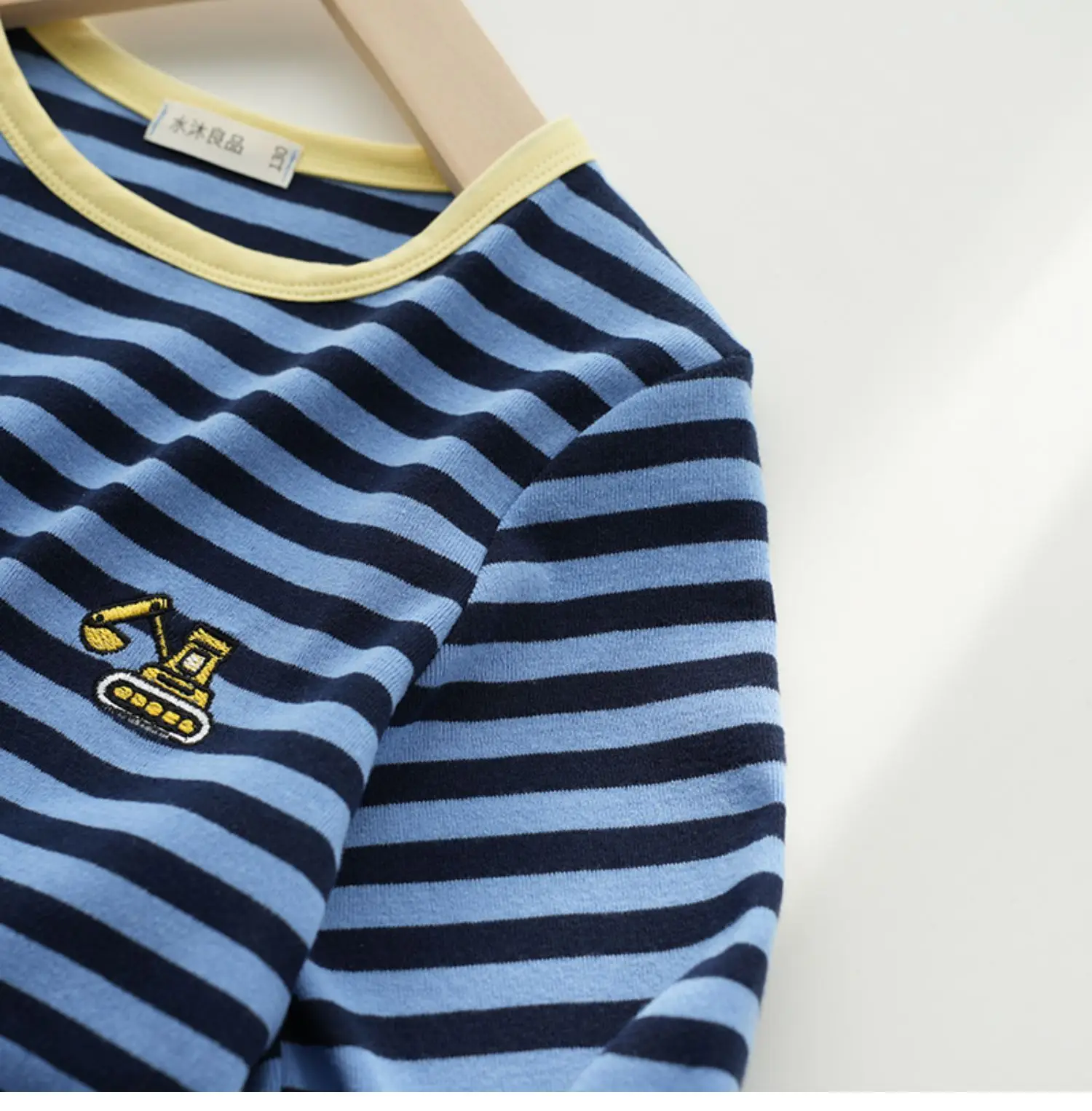 Children Cotton Striped Long Sleeve T-Shirt Blue White — feature 10