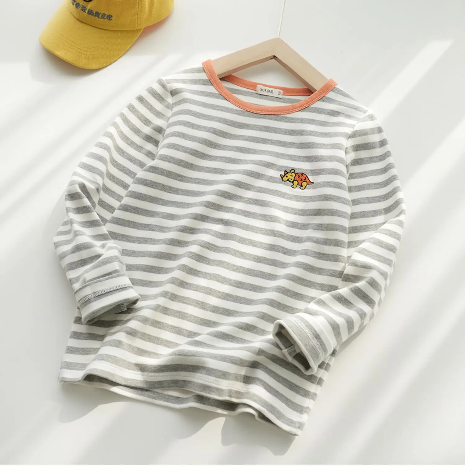 Children Cotton Striped Long Sleeve T-Shirt Blue White — feature 5