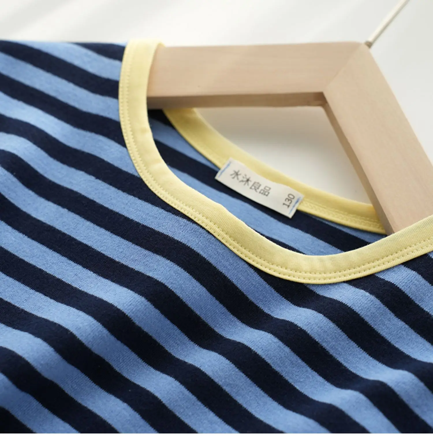 Children Cotton Striped Long Sleeve T-Shirt Blue White — feature 9