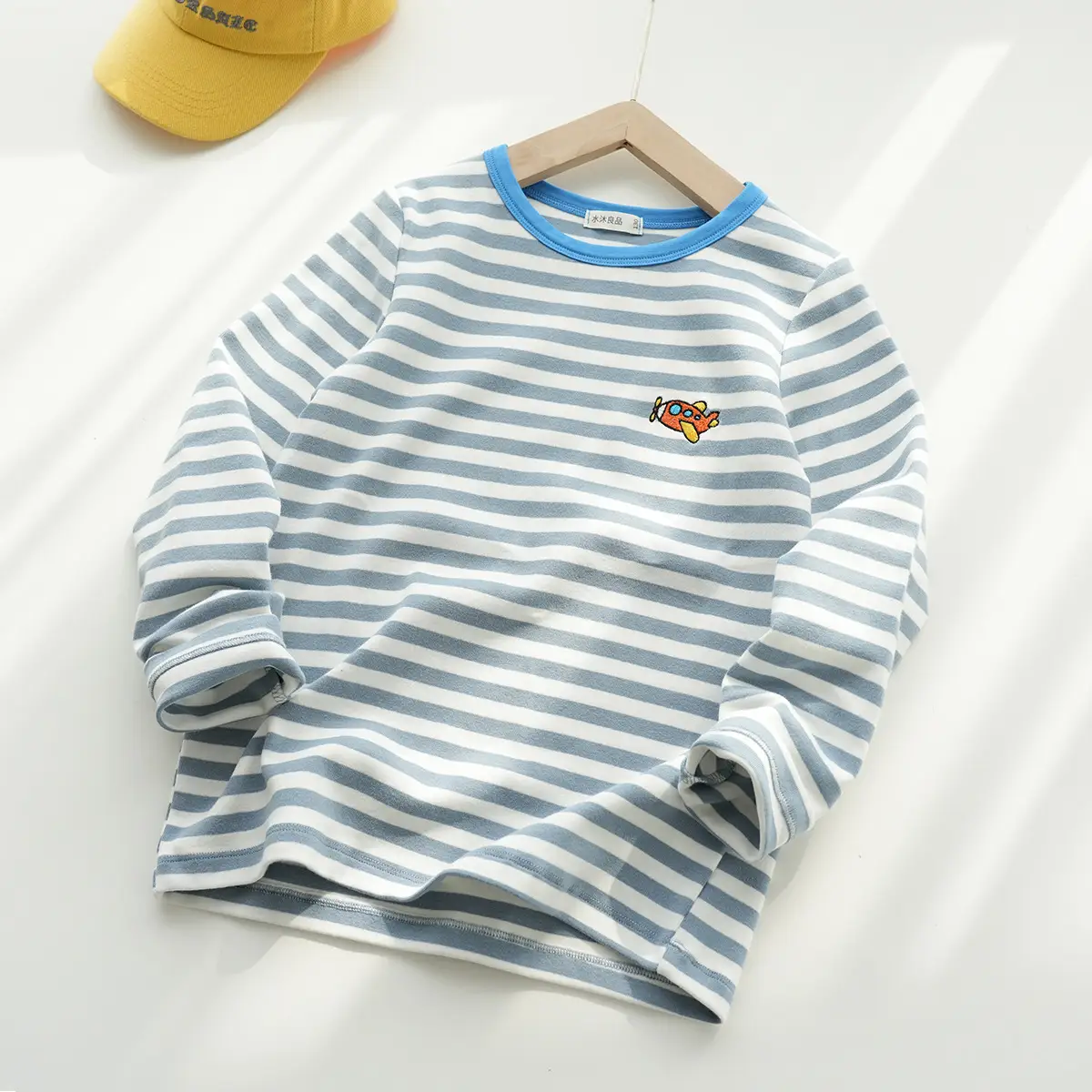 Children Cotton Striped Long Sleeve T-Shirt Blue White - Image 4