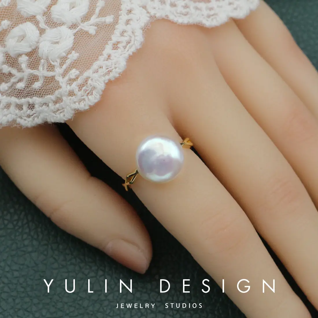 Alien Pearl Ring Women's Gold 14K Open Design - Image 6