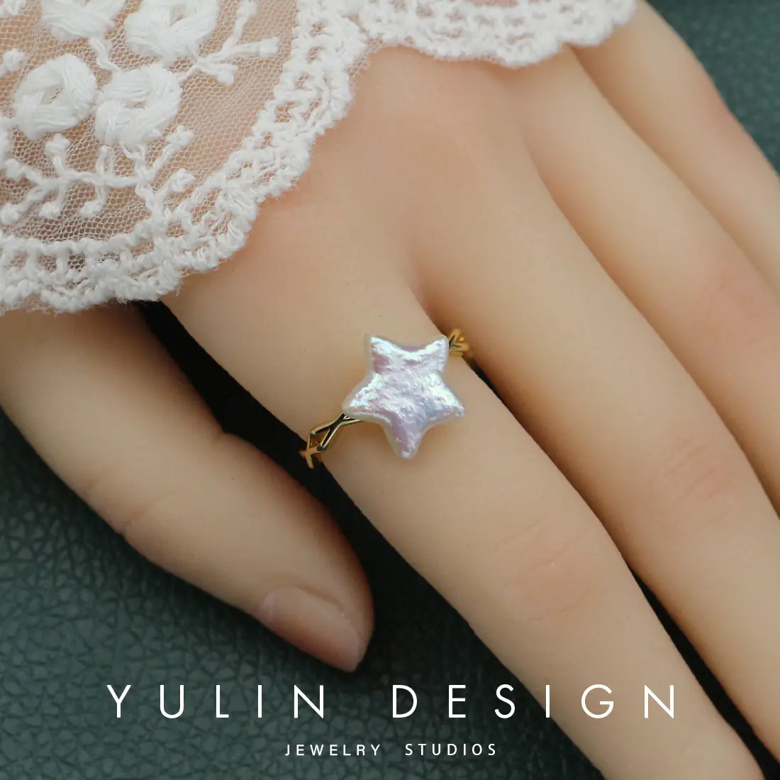 Alien Pearl Ring Women's Gold 14K Open Design - Image 2