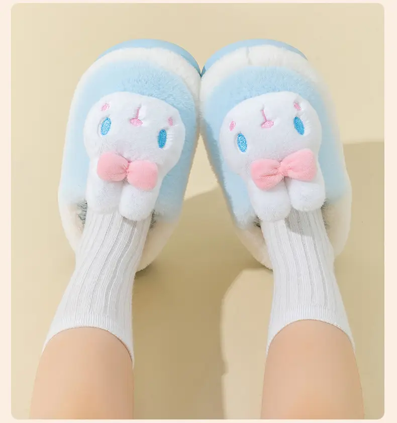 Pig dad children's slippers autumn and winter Boys Girls cotton slippers children medium and big children indoor home plush slippers — feature 11
