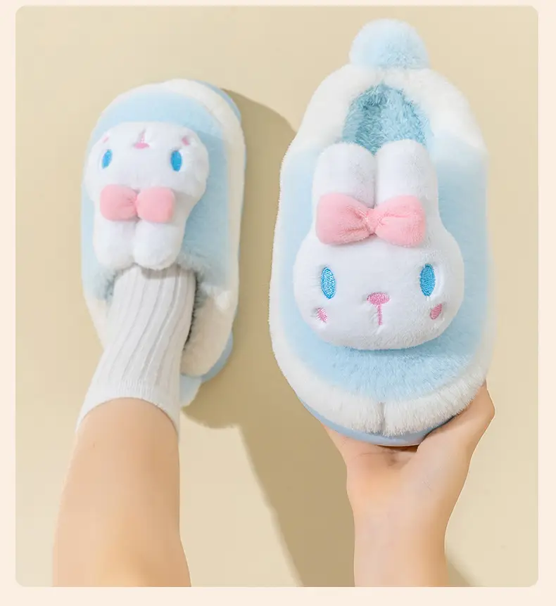 Pig dad children's slippers autumn and winter Boys Girls cotton slippers children medium and big children indoor home plush slippers — feature 12