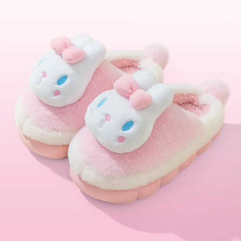 Pig dad children's slippers autumn and winter Boys Girls cotton slippers children medium and big children indoor home plush slippers