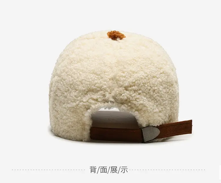 Women's Lamb Wool Winter Cap White Black Warm — feature 11