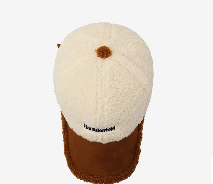 Women's Lamb Wool Winter Cap White Black Warm — feature 12