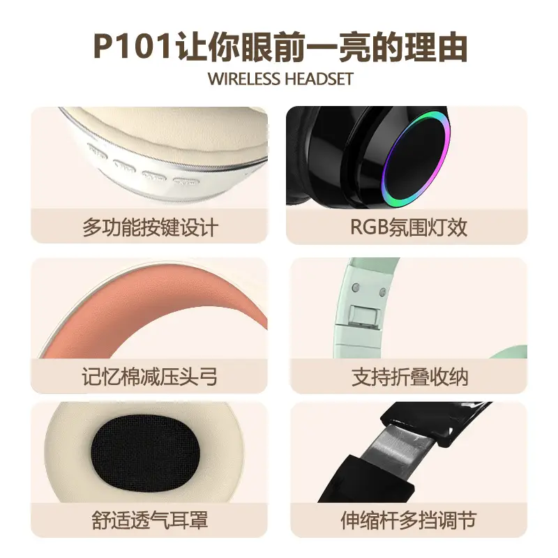Wireless Bluetooth Headset with LED Light & Type-C Charging - Image 7