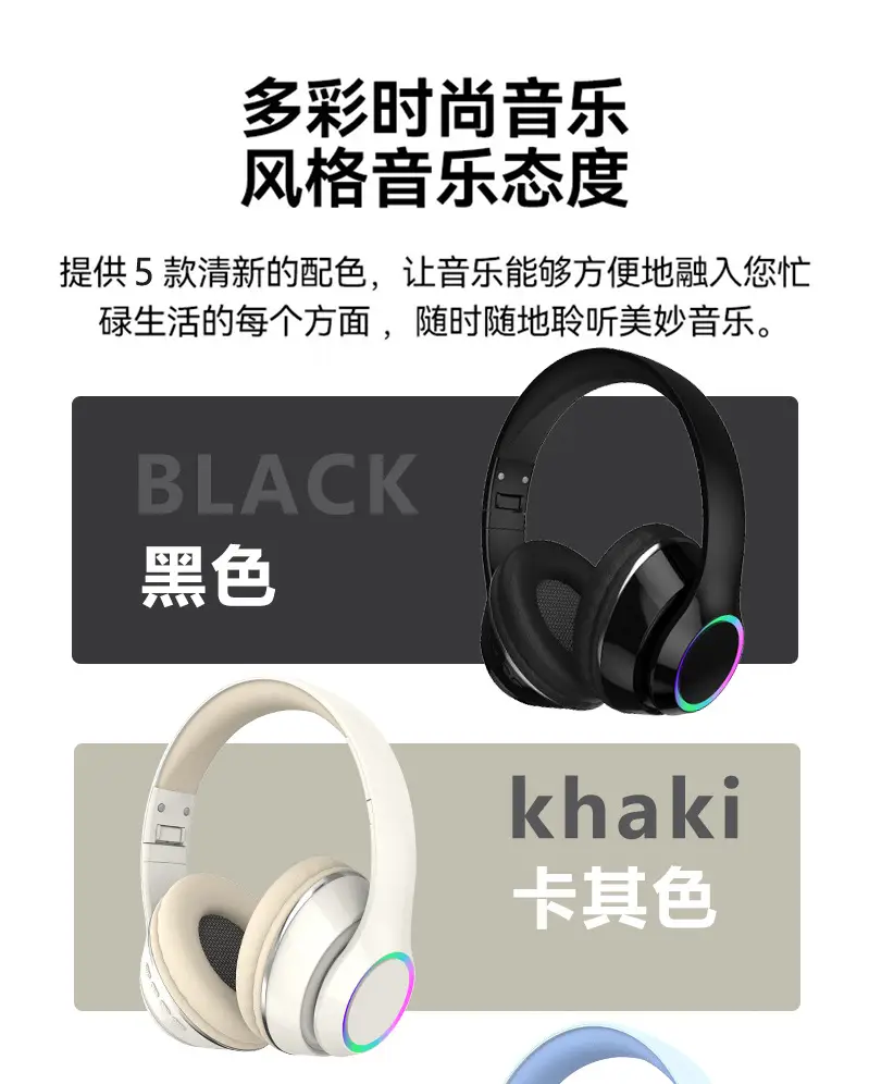 Wireless Bluetooth Headset with LED Light & Type-C Charging — feature 12