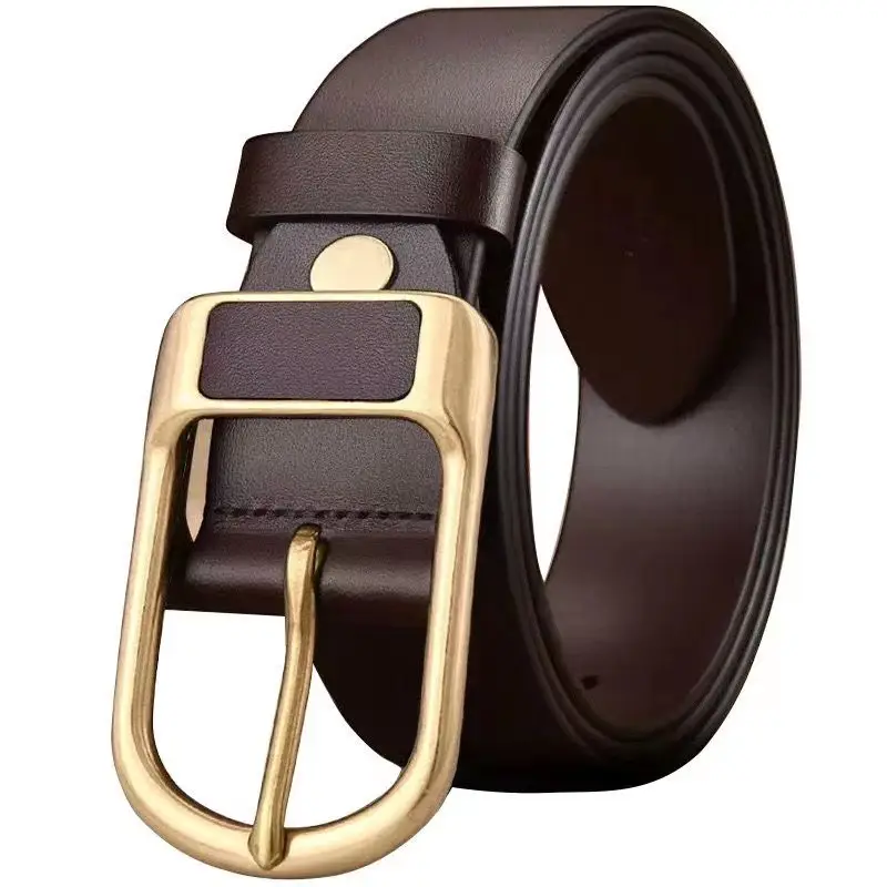 Men's Black Leather Belt with Gold Buckle - Image 9
