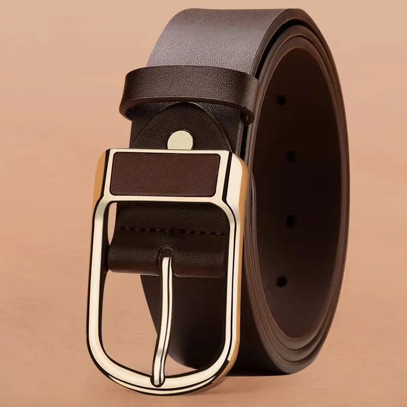 Men's Black Leather Belt with Gold Buckle - Image 11