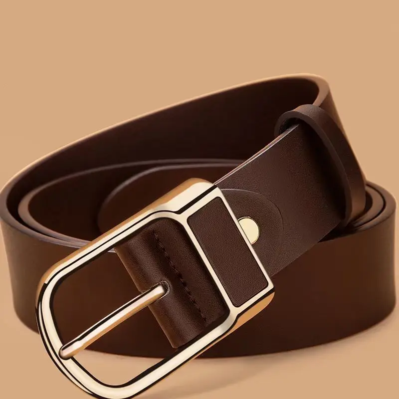Men's Black Leather Belt with Gold Buckle - Image 12