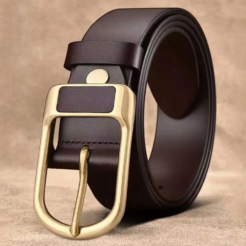 Men's Black Leather Belt with Gold Buckle β feature 10