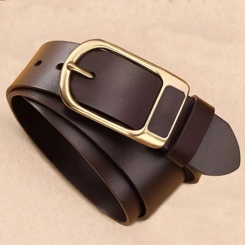 Men's Black Leather Belt with Gold Buckle β feature 4