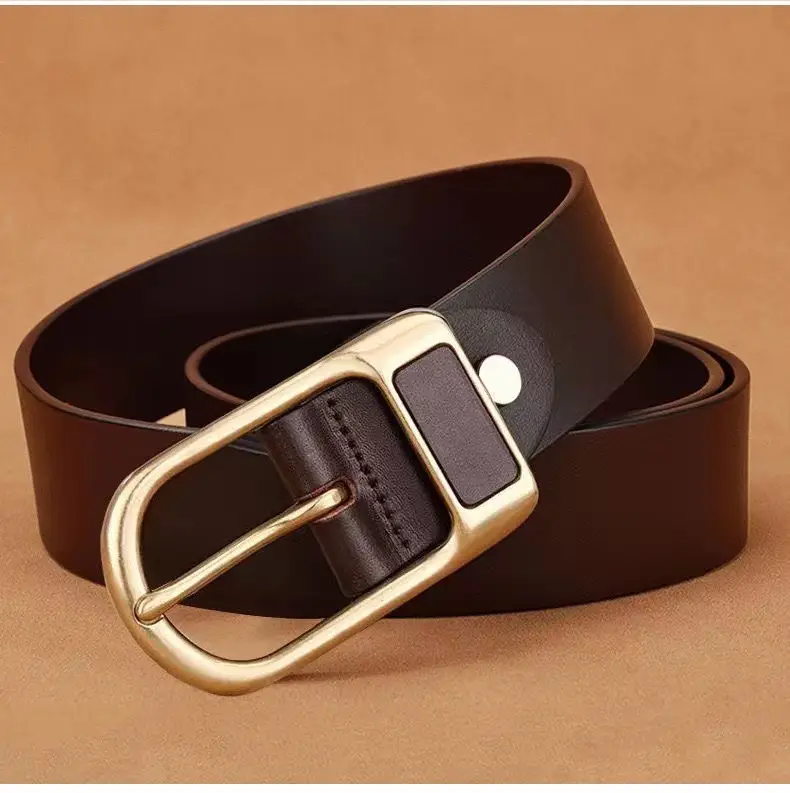 Men's Black Leather Belt with Gold Buckle β feature 7