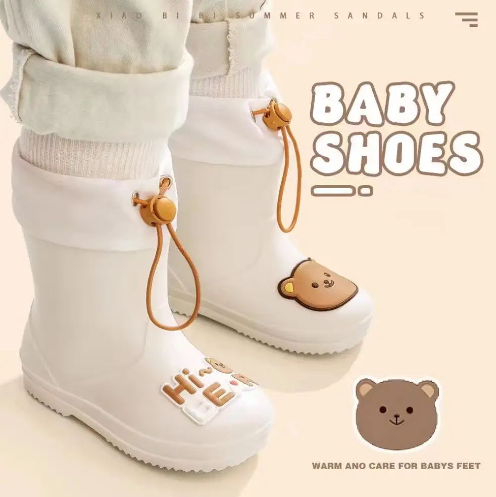 Fengqingfan children's rain boots for boys and girls children's rain boots non-slip girt waterproof children's cartoon student water shoes