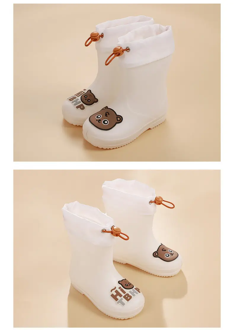 Fengqingfan children's rain boots for boys and girls children's rain boots non-slip girt waterproof children's cartoon student water shoes — feature 11