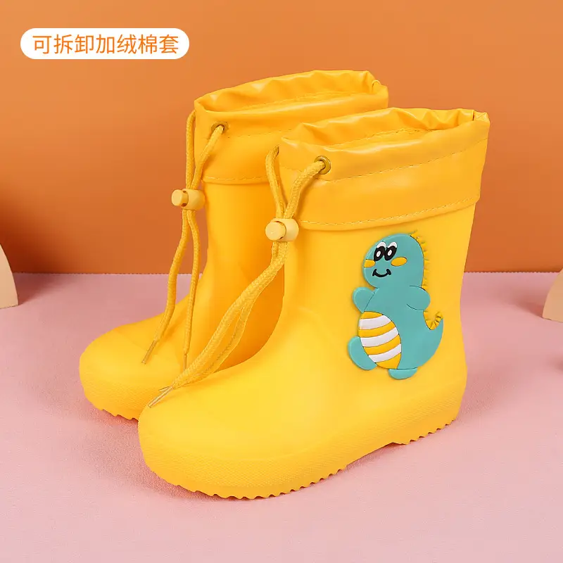Fengqingfan children's rain boots for boys and girls children's rain boots non-slip girt waterproof children's cartoon student water shoes