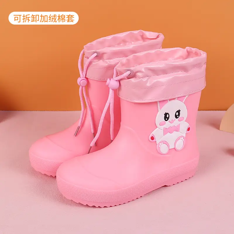 Fengqingfan children's rain boots for boys and girls children's rain boots non-slip girt waterproof children's cartoon student water shoes