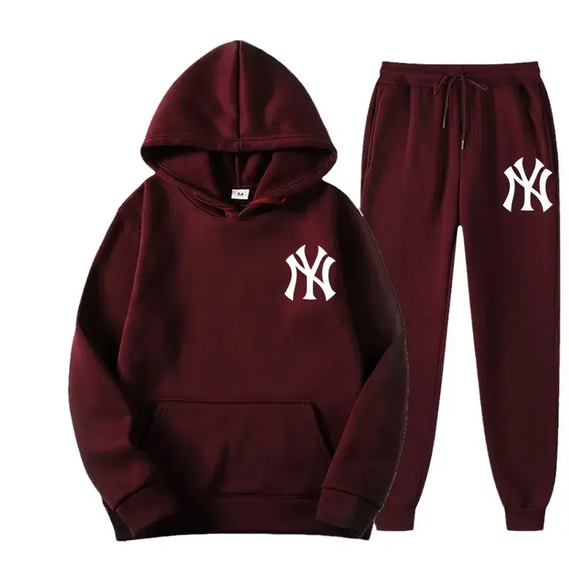 Blue NY Logo Sweatpants Set for Men Fleece Unisex - Image 39