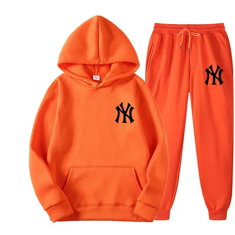 Blue NY Logo Sweatpants Set for Men Fleece Unisex - Image 11
