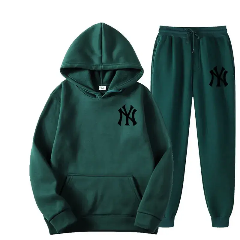 Blue NY Logo Sweatpants Set for Men Fleece Unisex - Image 16