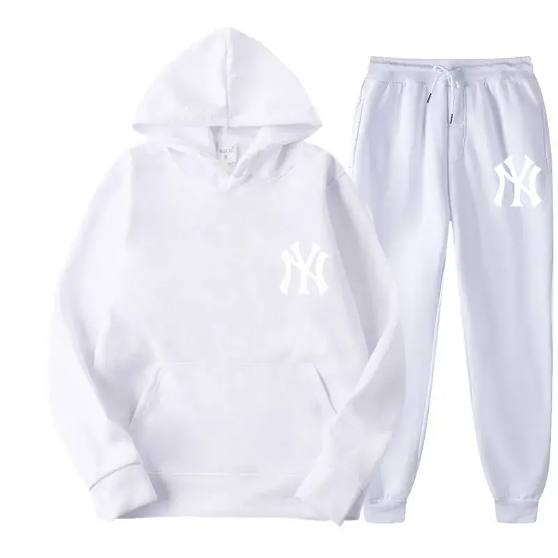 Blue NY Logo Sweatpants Set for Men Fleece Unisex - Image 17