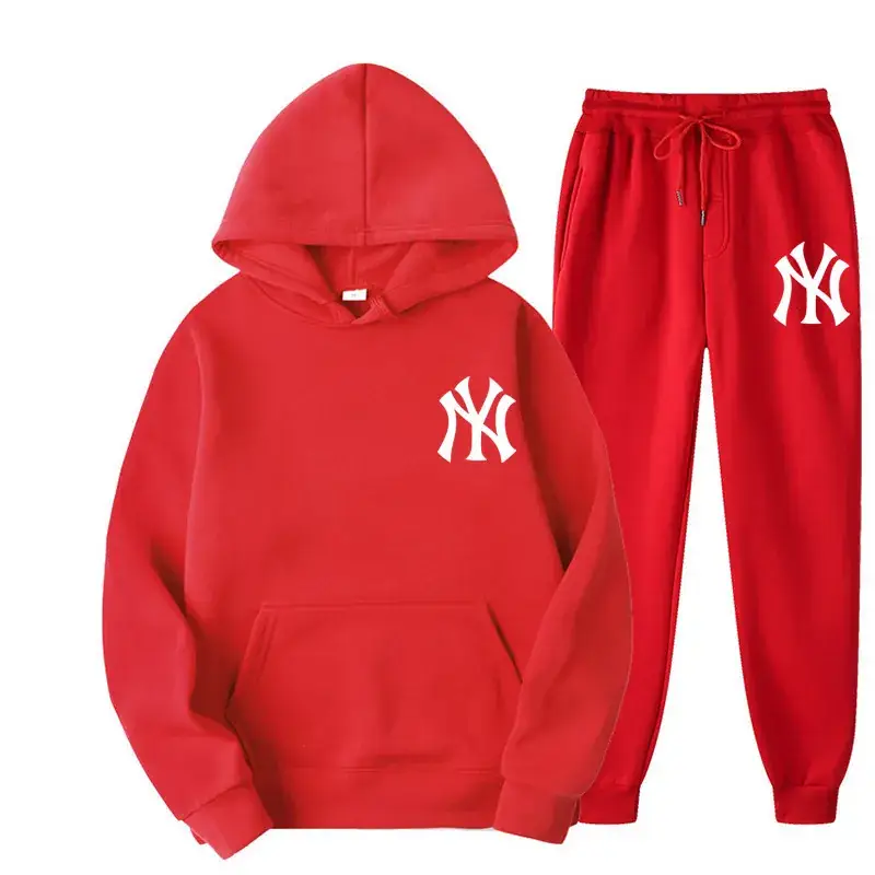 Blue NY Logo Sweatpants Set for Men Fleece Unisex - Image 21