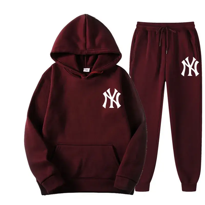 Blue NY Logo Sweatpants Set for Men Fleece Unisex - Image 23