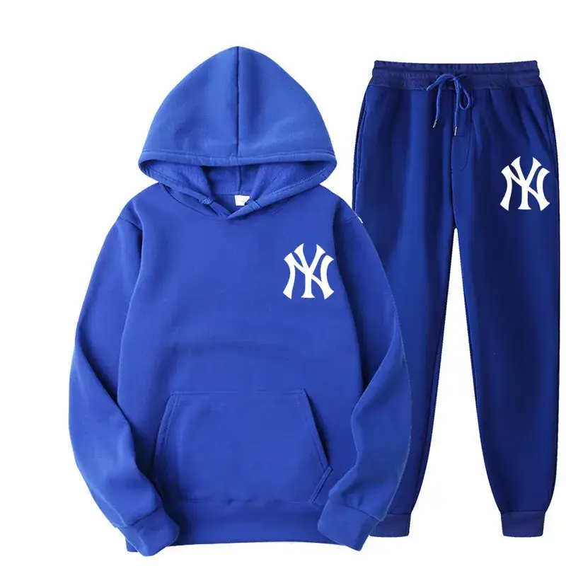 Blue NY Logo Sweatpants Set for Men Fleece Unisex - Image 28