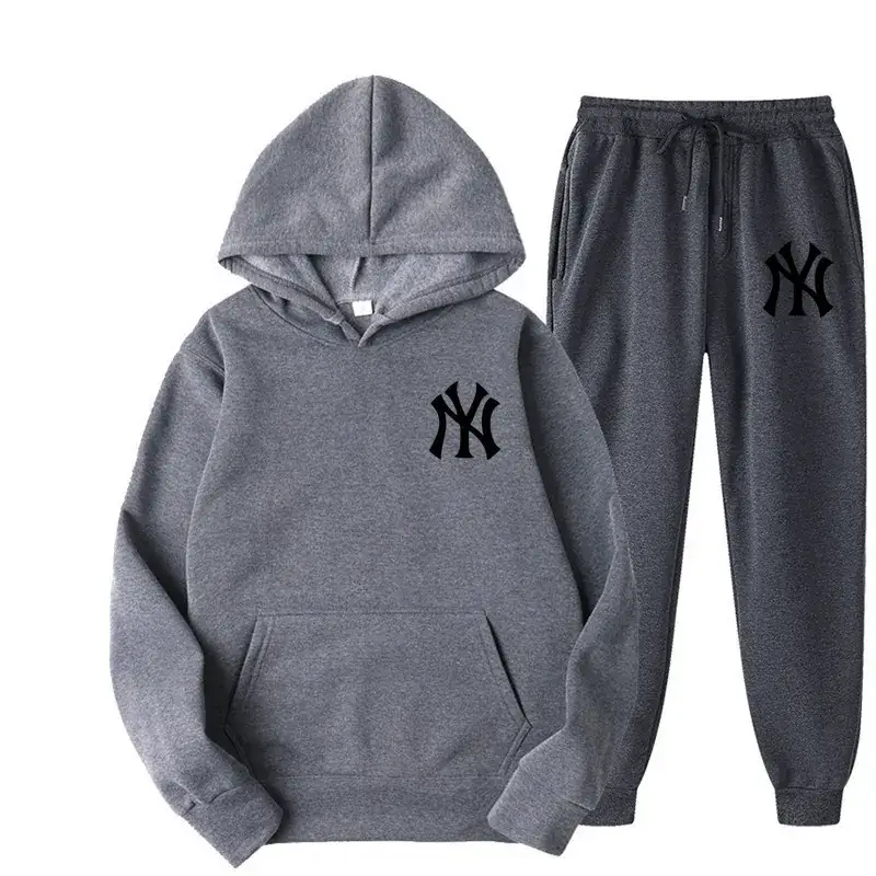 Blue NY Logo Sweatpants Set for Men Fleece Unisex - Image 3