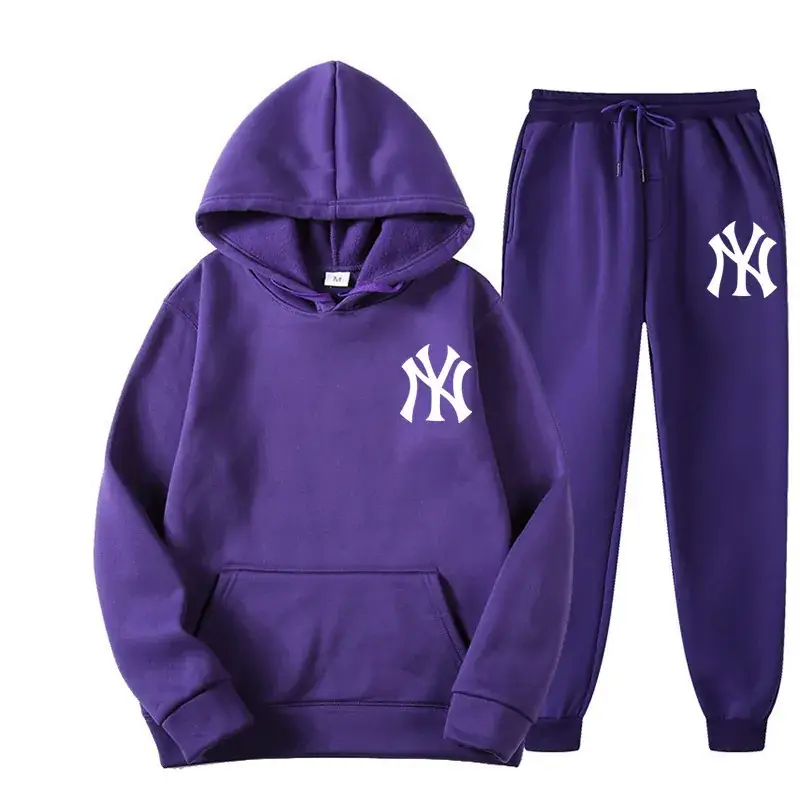 Blue NY Logo Sweatpants Set for Men Fleece Unisex - Image 30