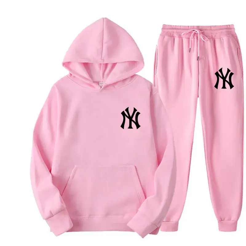 Blue NY Logo Sweatpants Set for Men Fleece Unisex - Image 6