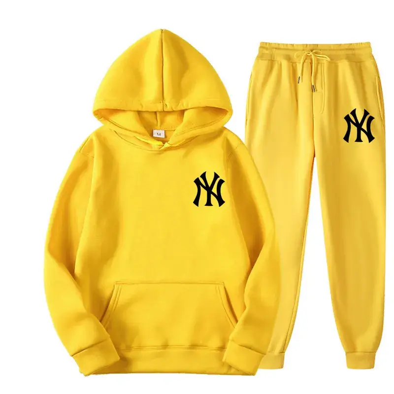 Blue NY Logo Sweatpants Set for Men Fleece Unisex - Image 8