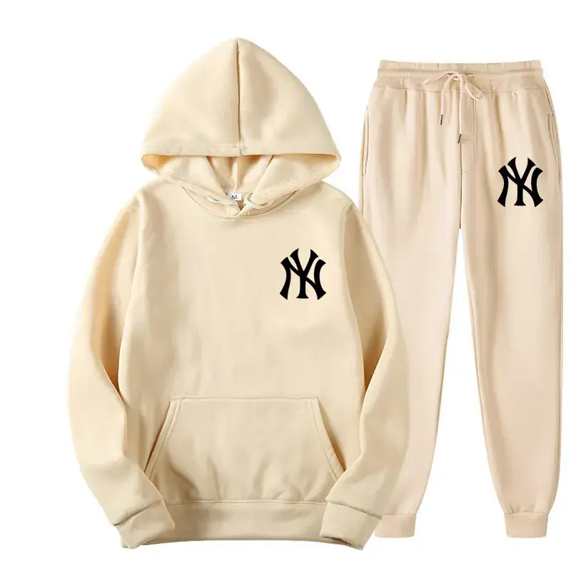 Blue NY Logo Sweatpants Set for Men Fleece Unisex - Image 9
