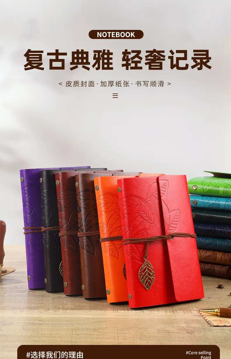 Green Vintage Leaf Notebook A6 A7 Strap — feature 1