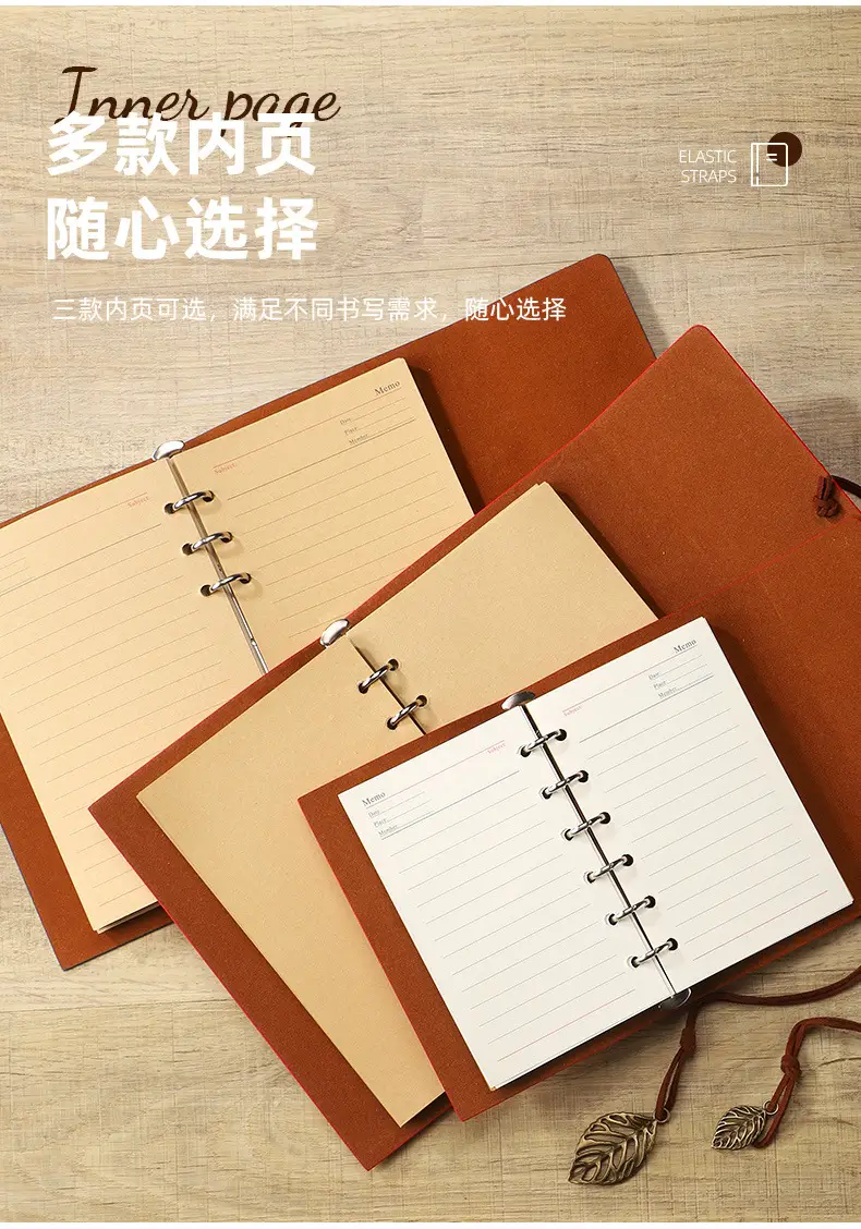 Green Vintage Leaf Notebook A6 A7 Strap — feature 14