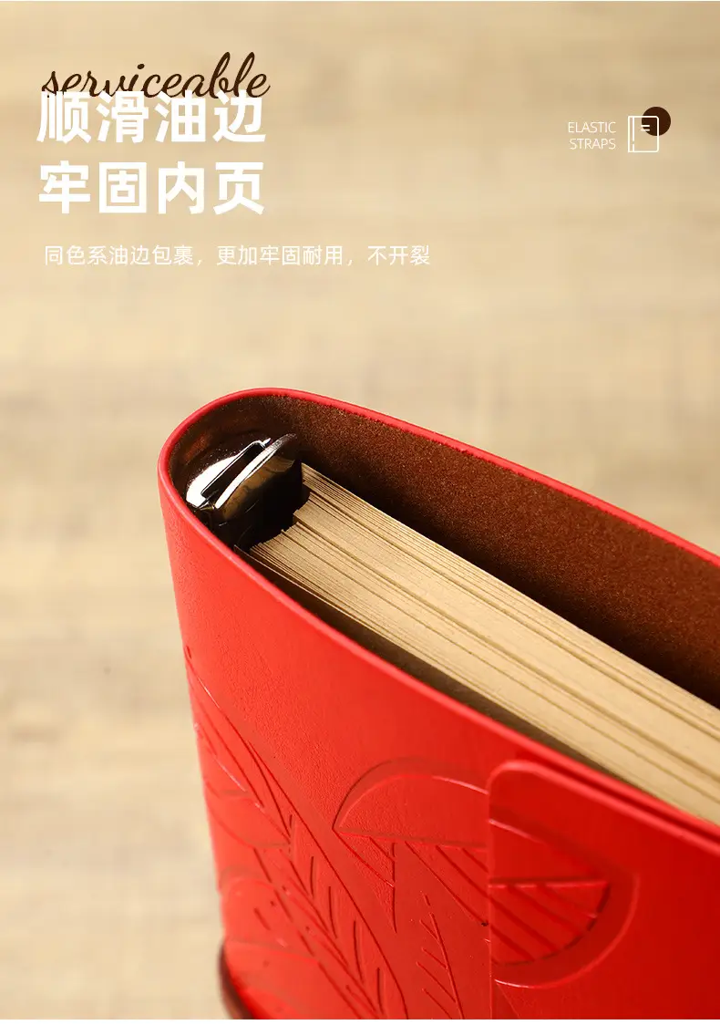 Green Vintage Leaf Notebook A6 A7 Strap — feature 15