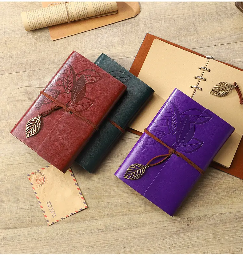 Green Vintage Leaf Notebook A6 A7 Strap — feature 19