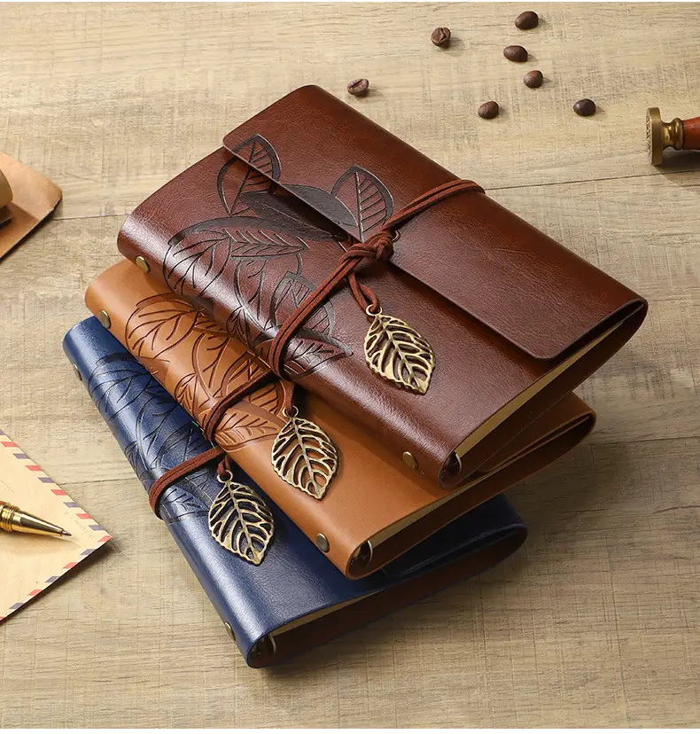 Green Vintage Leaf Notebook A6 A7 Strap — feature 20